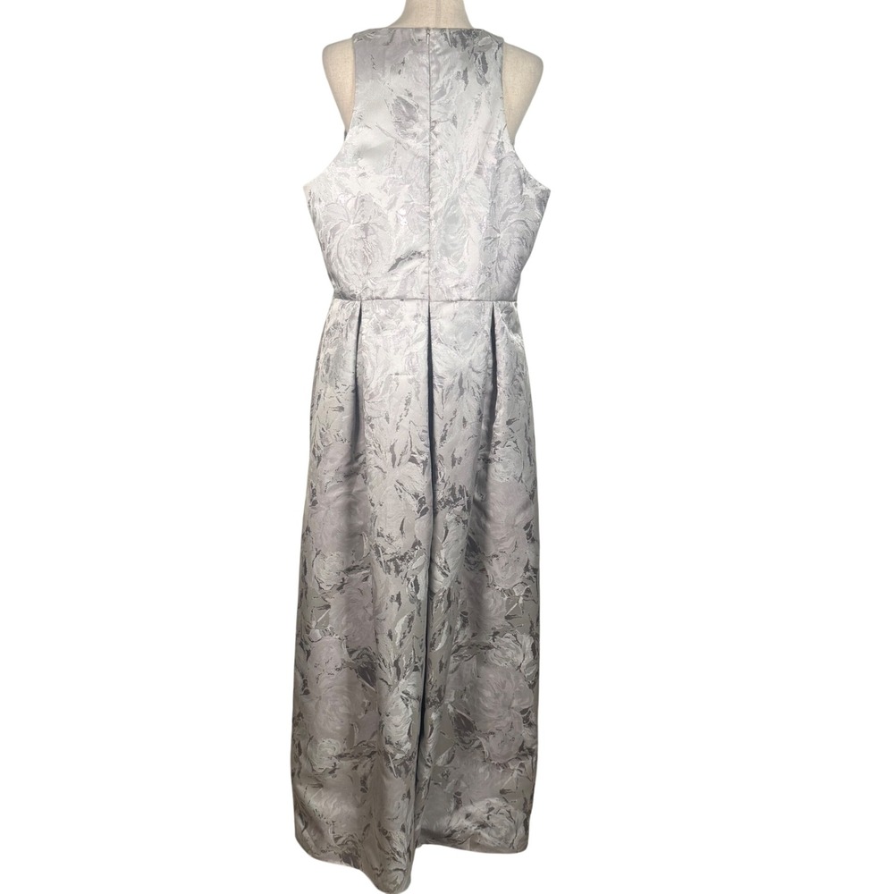 Alex Evenings Gown Women 18 Silver Metallic Brocade Ball Gown Formal Wedding - Picture 4 of 9